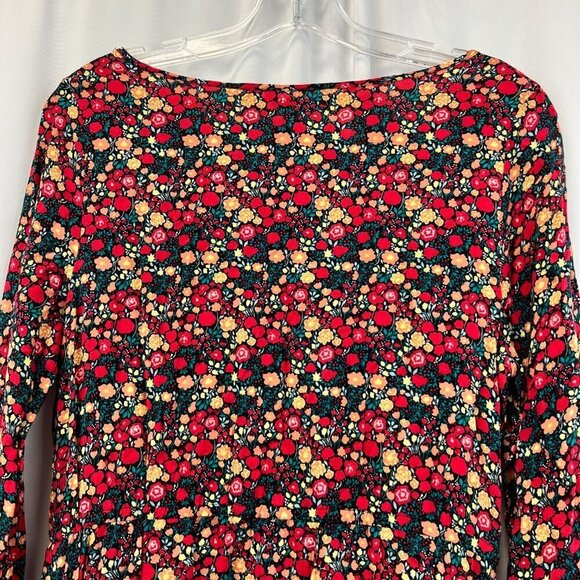 Lauren Conrad Womens Long Sleeve Floral Elastic Tie Waist Dress Above Knee M - Picture 6 of 9